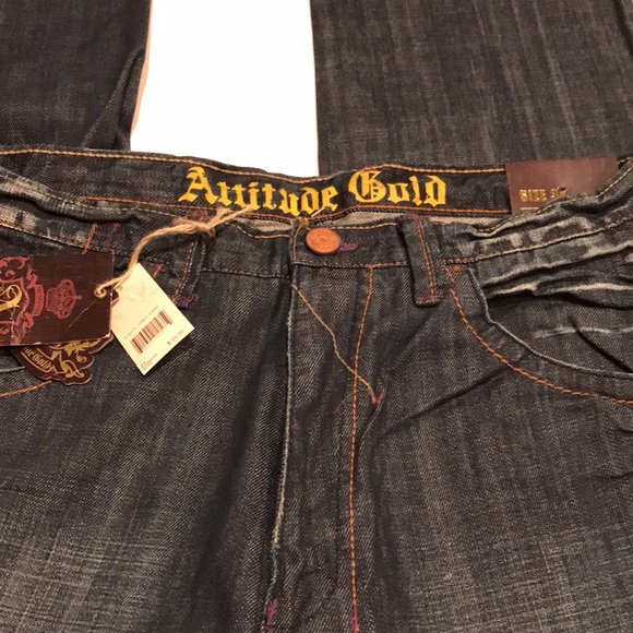 NWT ATTITUDE GOLD BROOKLYN PREMIUM EDITION 34 men’s jeans straight 34x32 - Picture 8 of 13